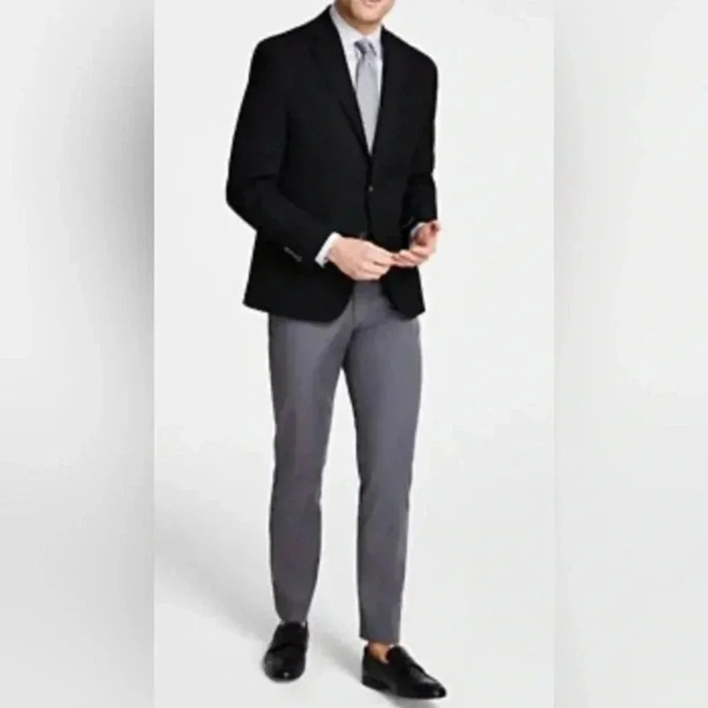 Michael Kors Mens Black Pinstripe‎ Two Button Blazer Suit Jacket 44R EUC